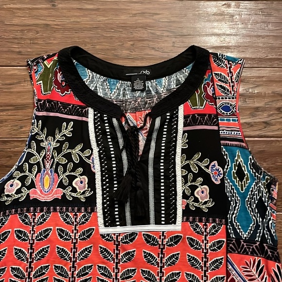 RBX Sleeveless Multi Colored Top with Tassels Size L - Picture 3 of 3